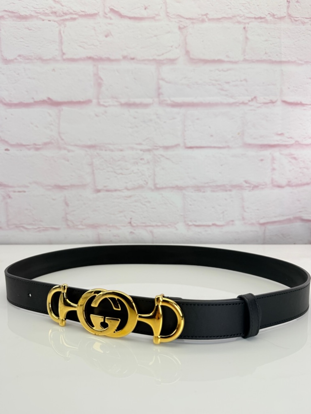 Gucci Zumi Smooth Leather Belt Black  550122 85/34 - Picture 4 of 11
